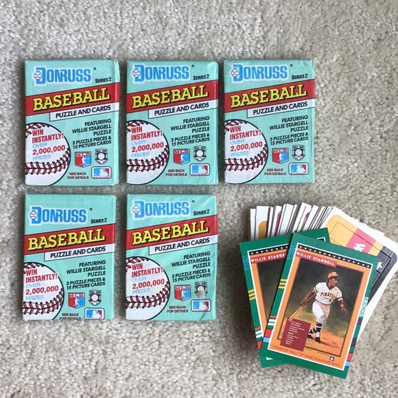 Vintage 5 Unopened pks Donruss Series 2 Baseball Cards, + Puzzle Pieces (1990) - Picture 11 of 11